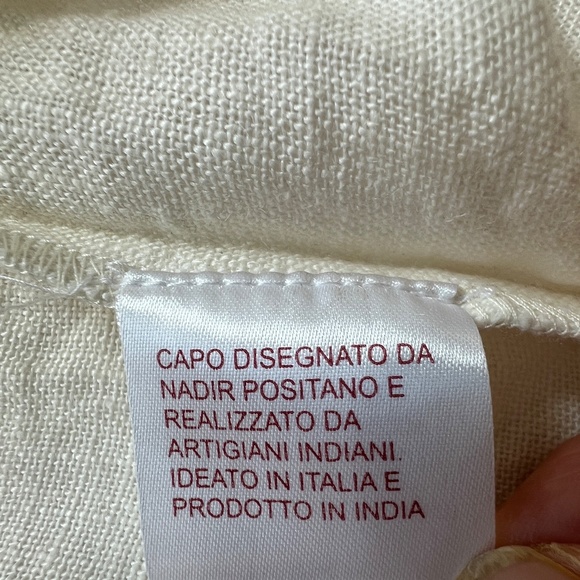 Boho Top Sleeveless Cotton Beige Ruffle Medium India Back Ties Lace Neck NADIR - Picture 8 of 9